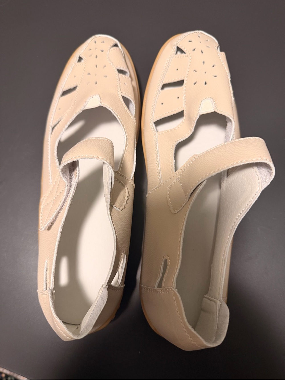 Women's Beige Comfort Mary Jane Flats